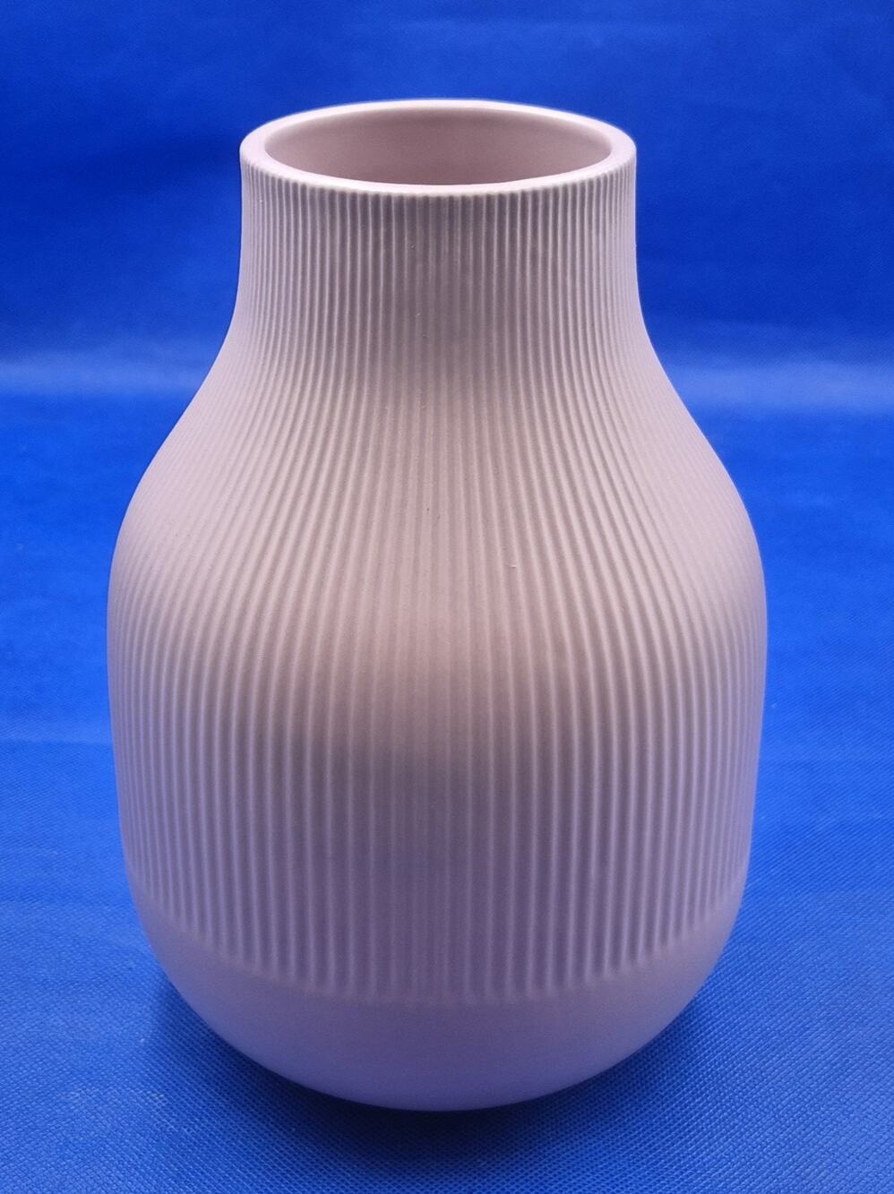 IKEA Gradvis Matte Pink Blush Ribbed Ceramic Vase 9.25"